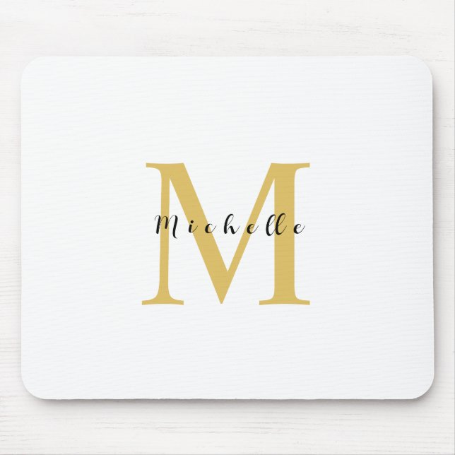 Monogram Gold Farbe Ihr Name Sondergeschenk Gelieb Mousepad (Vorne)