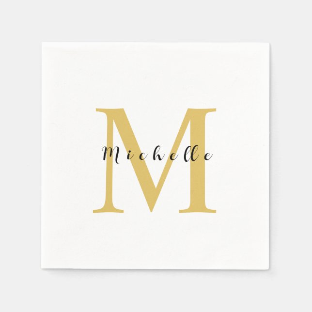Monogram Gold Farbe Ihr Name Sondergeschenk Gelieb Serviette (Vorderseite)