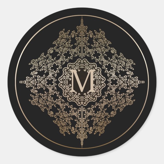 Monogram Gold Filigree Motif Stickers (Vorderseite)