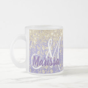 Monogram Gold Floral on Lavender         Mattglastasse