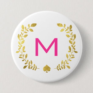 Monogram Gold Foil Laurel & Spade Button