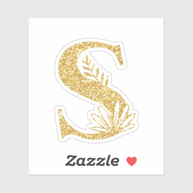 Monogram Gold Glitzer Initial S Floral Aufkleber (Blatt)