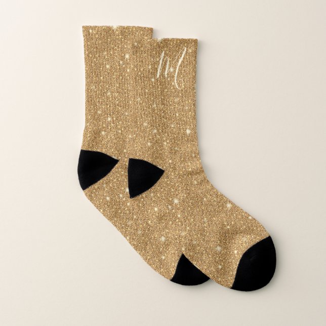 Monogram Gold Glitzer Socken (Paar)