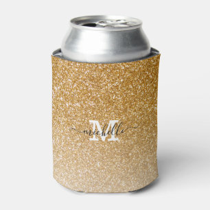 Monogram Gold Glitzer Sparkle Chic Modernes Script Dosenkühler