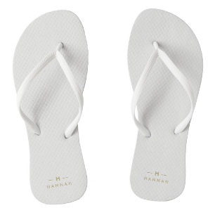 Monogram Gold Gray Minimalistisch Elegant modern Flip Flops