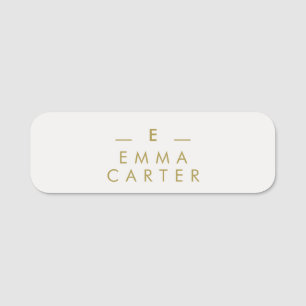Monogram Gold Gray   Minimalistisch Elegant modern Namensschild