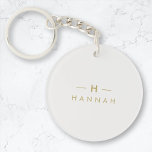 Monogram Gold Gray | Minimalistisch Elegant modern Schlüsselanhänger<br><div class="desc">Ein einfaches,  individuelles Monogramm-Design in einer modernen,  goldfarbenen Typografie auf elegantem,  weichem,  weichem,  schwarzem Hintergrund. Die Monogramm-Initialen und der Name können zusammen mit der Feature-Zeile leicht personalisiert werden,  um ein Design so einzigartig wie Sie sind zu machen! Das perfekte Geschenk oder Accessoire für jeden Anlass.</div>