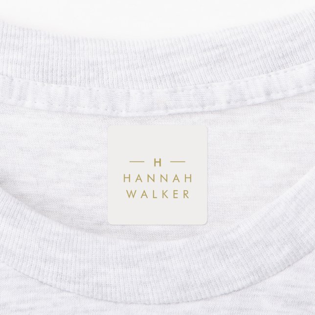 Monogram Gold Gray | Minimalistische elegante Klei Etiketten (Befestigt)