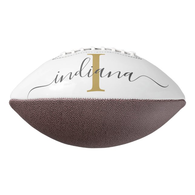 Monogram Gold Gray Script Name Modern Football (Gedreht 90)