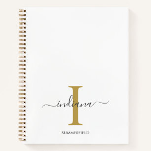 Monogram Gold Gray Script Name Notizbuch