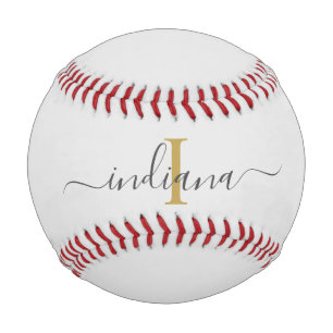 Monogram Gold Gray Script Name Typografy Baseball