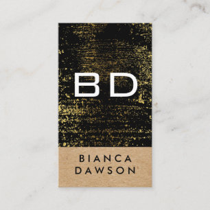 Monogram Gold Grunge Geometric Natural Visitenkarte
