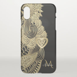 Monogram Gold Lace and Celtic Heart iPhone X Hülle
