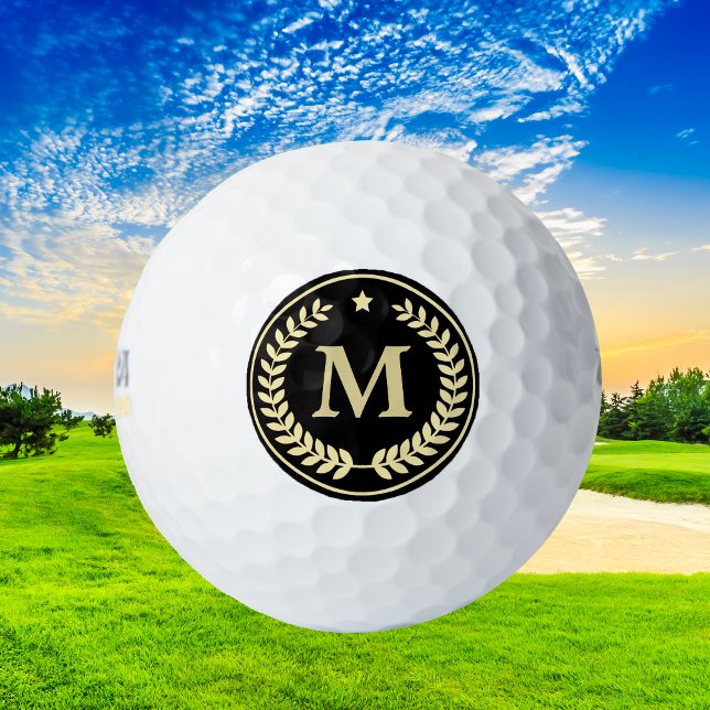 Monogram Gold Laurel Leaf Star Golfball (Von Creator hochgeladen)