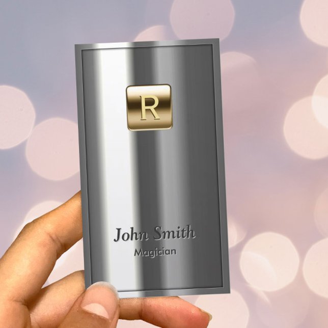 Monogram Gold Logo Metalliker Visitenkarte (Von Creator hochgeladen)