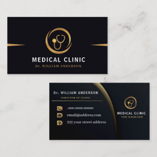 Monogram Gold Medical Stethoscope Logo Visitenkarte