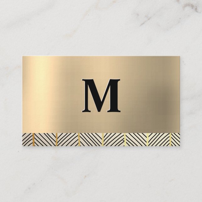 Monogram Gold Metallic Muster Visitenkarte (Vorderseite)