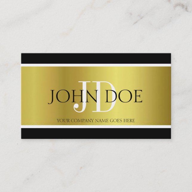 Monogram Gold Metallic Visitenkarte (Vorderseite)