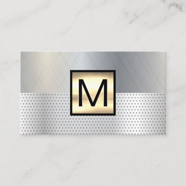 Monogram Gold Metallic | Vorgesehener Hintergrund Visitenkarte (Vorderseite)
