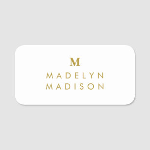 Monogram Gold Minimalistisch Elegante Moderne Namensschild