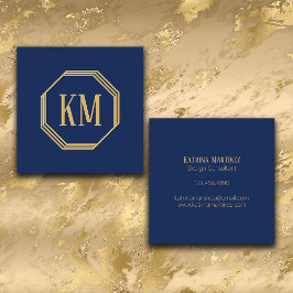 Monogram Gold Navy | Moderner Minimalistischer Chi Quadratische Visitenkarte