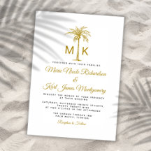 Monogram Gold Palm Tree Formal Beach Wedding