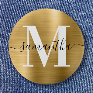 Monogram Gold Shimmer Foil Button