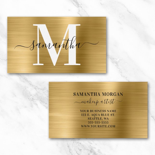 Monogram Gold Shimmer Visitenkarte (Signature Monogram Gold Shimmer Business Card)