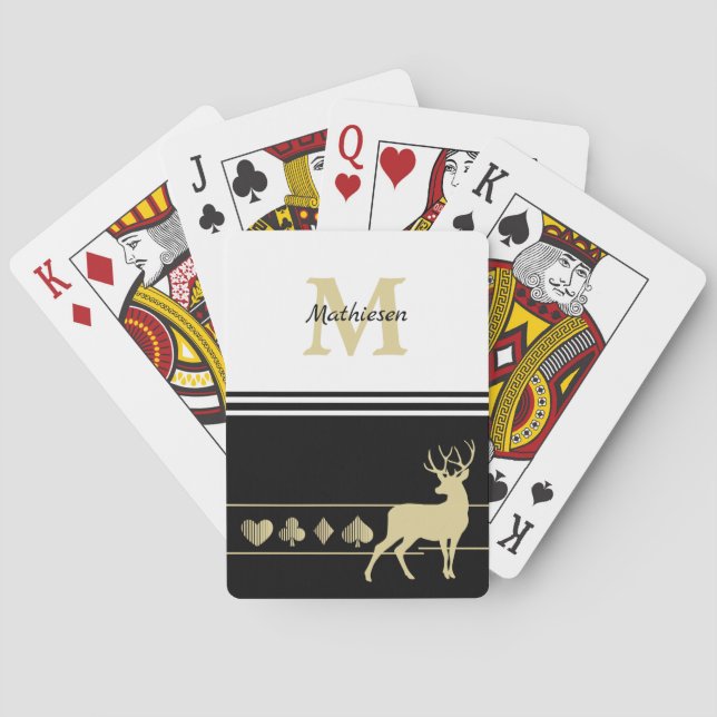 Monogram Gold Silhouette Buck Deer Spielkarten (Rückseite)