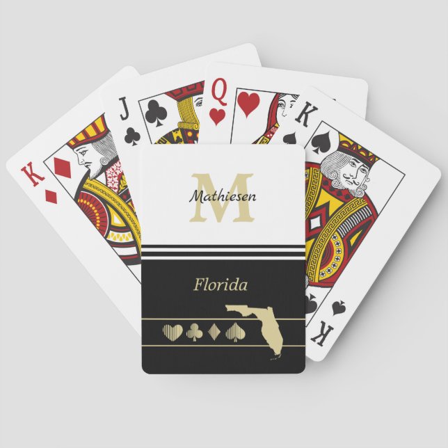 Monogram Gold Silhouette Florida Spielkarten (Rückseite)