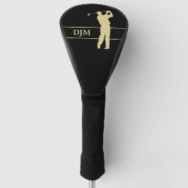 Monogram Gold Silhouette Golfer Golf Headcover