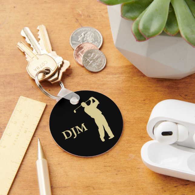 Monogram Gold Silhouette Golfer Schlüsselanhänger (Schreibtisch)