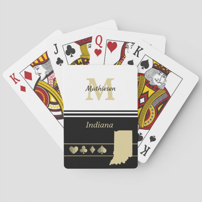 Monogram Gold Silhouette Indiana Spielkarten (Rückseite)