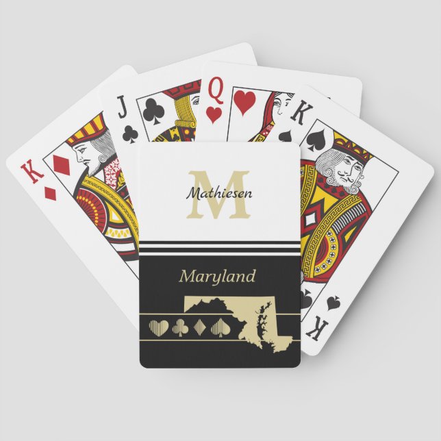 Monogram Gold Silhouette Maryland Spielkarten (Rückseite)