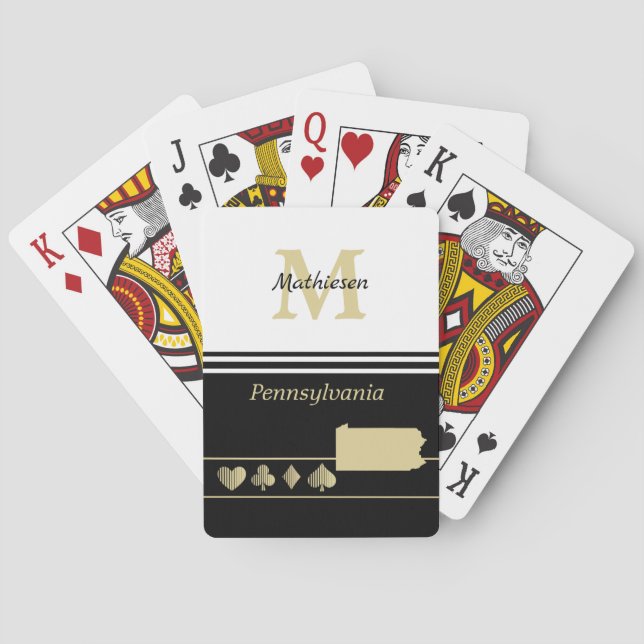 Monogram Gold Silhouette Pennsylvania Spielkarten (Rückseite)