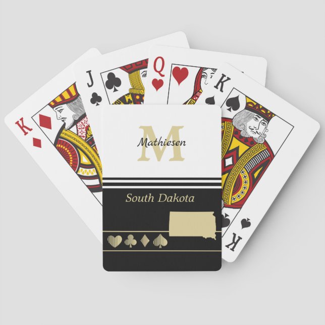 Monogram Gold Silhouette South Dakota Spielkarten (Rückseite)