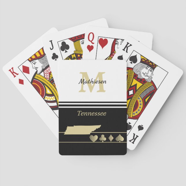 Monogram Gold Silhouette Tennessee Spielkarten (Rückseite)