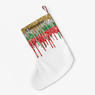 Monogram Gold Silver Red Green Glitzer Tropfen Kleiner Weihnachtsstrumpf