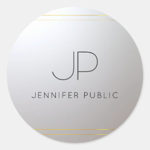 Monogram Gold Silver Template Initial Letter Glam Runder Aufkleber