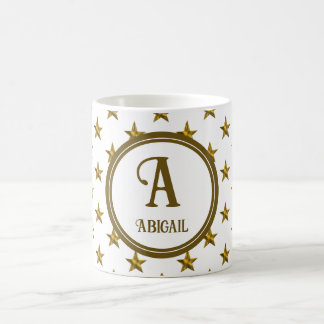 Monogram Gold Star Pattern Persönliche Initialzünd Kaffeetasse