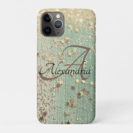 Monogram Gold Stars auf Sea Green          Case-Mate iPhone Hülle