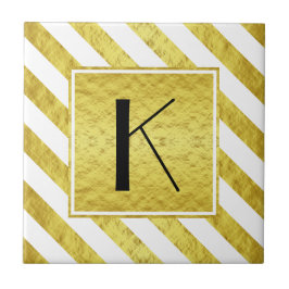 Monogram Gold Stripes Muster Fliese