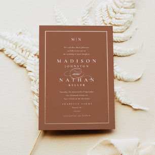 Monogram Gold Terracotta Wedding Einladung
