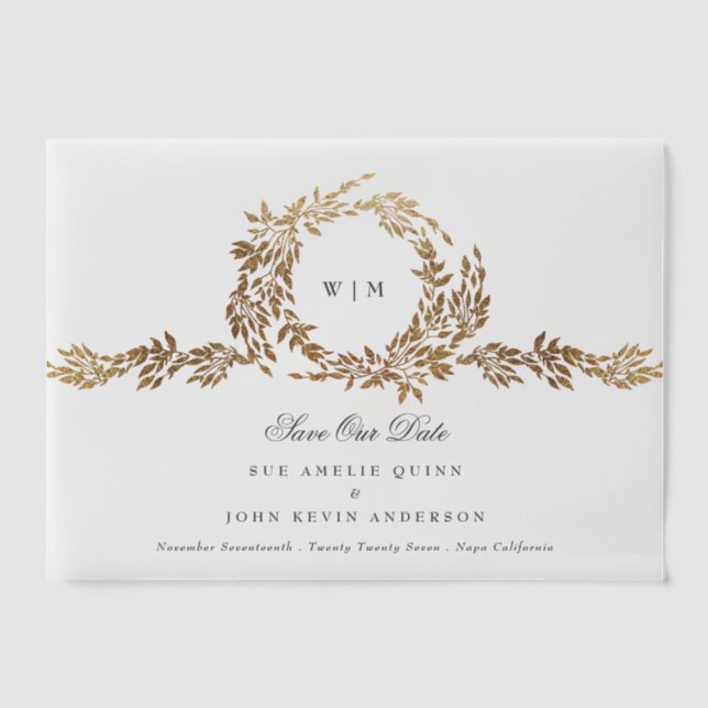Monogram Gold Wappen Classic Save the Date (Vorderseite)
