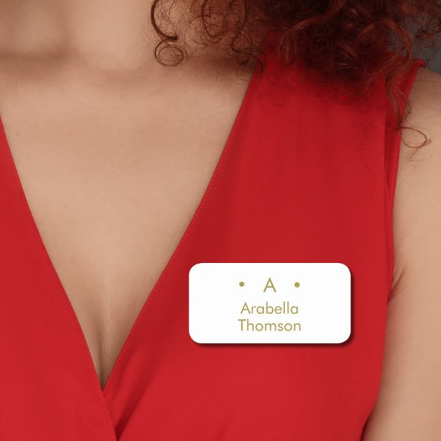 Monogram Gold White Minimalistisch Elegante Modern Namensschild (Von Creator hochgeladen)