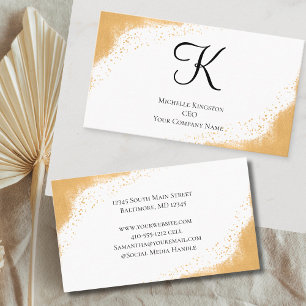 Monogram Gold Yellow Glitzer Glam Trendy Women's Visitenkarte