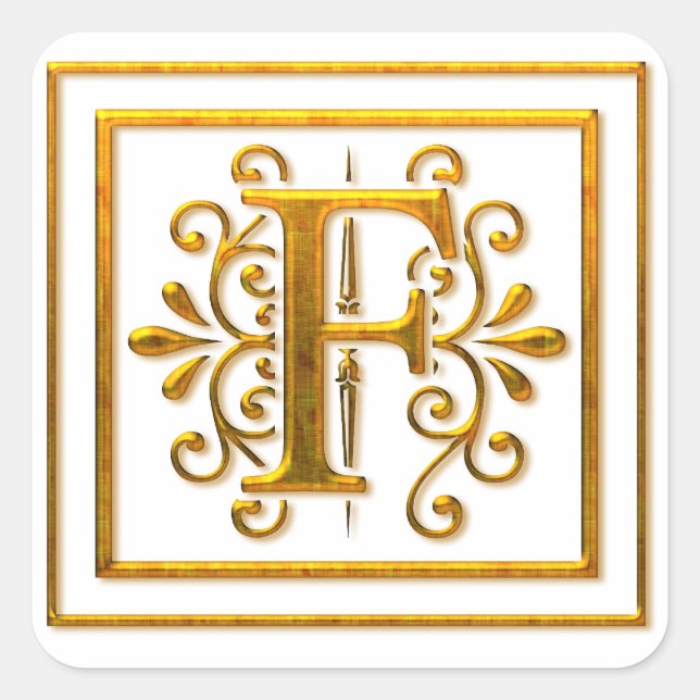 Monogram Golden F Elegant Stickers (Vorderseite)