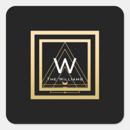 Monogram Golden Frame Minimal VIP Geometrie Schwar Quadratischer Aufkleber