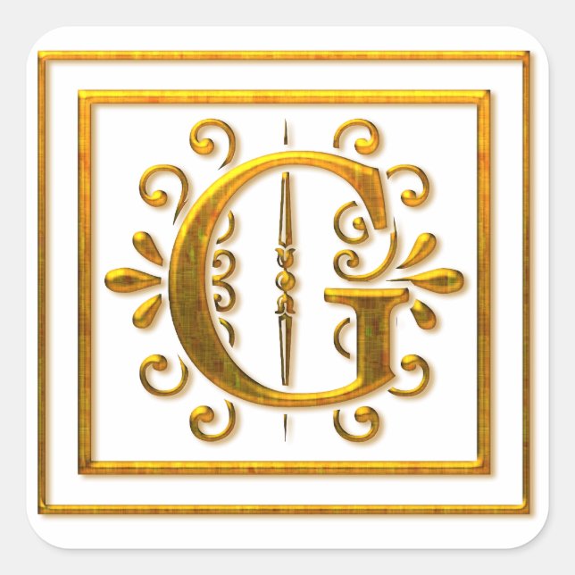 Monogram Golden G Elegant Stickers (Vorderseite)