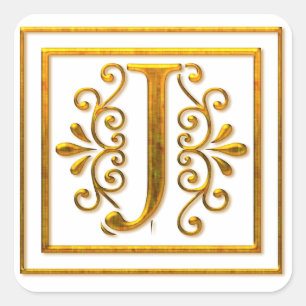 Monogram Golden J EleganStickers Quadratischer Aufkleber